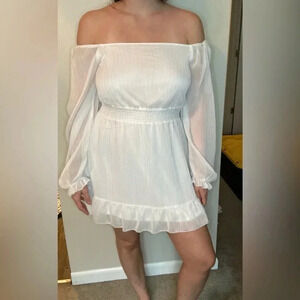 Altar’d State White Babydoll Pinstripe Minidress Size Large